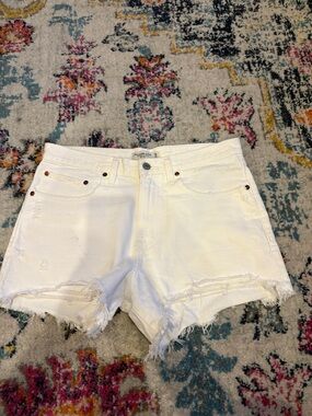 Abercrombie & Fitch White Distressed Denim Cutoff Shorts